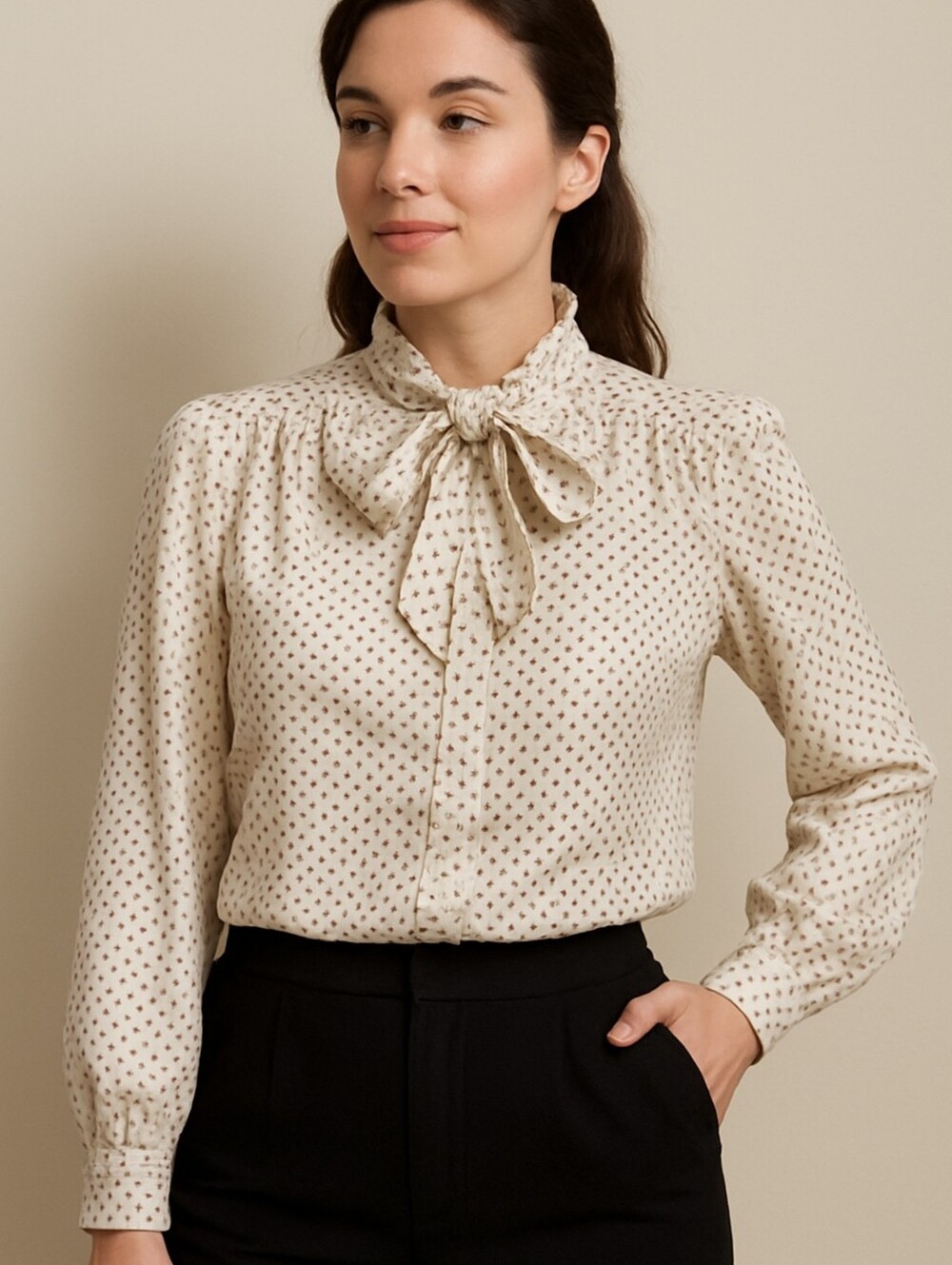 Vintage Ship 'n Shore ruffle tie front blouse
